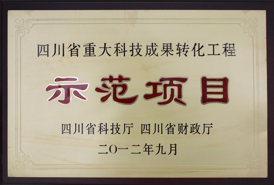 四川省重大科技成果转化工程示范项目